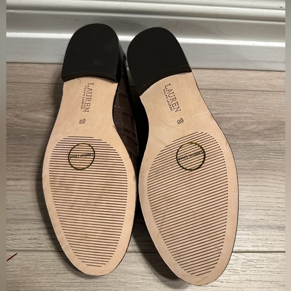 NEW Lauren Ralph Lauren Wynnie Leather Loafers Brown Ladies - Picture 3 of 7